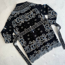 Load image into Gallery viewer, PREORDER‘MIDNIGHT’ BANDANA KNIT BELTED LONGLINE CARDIGAN
