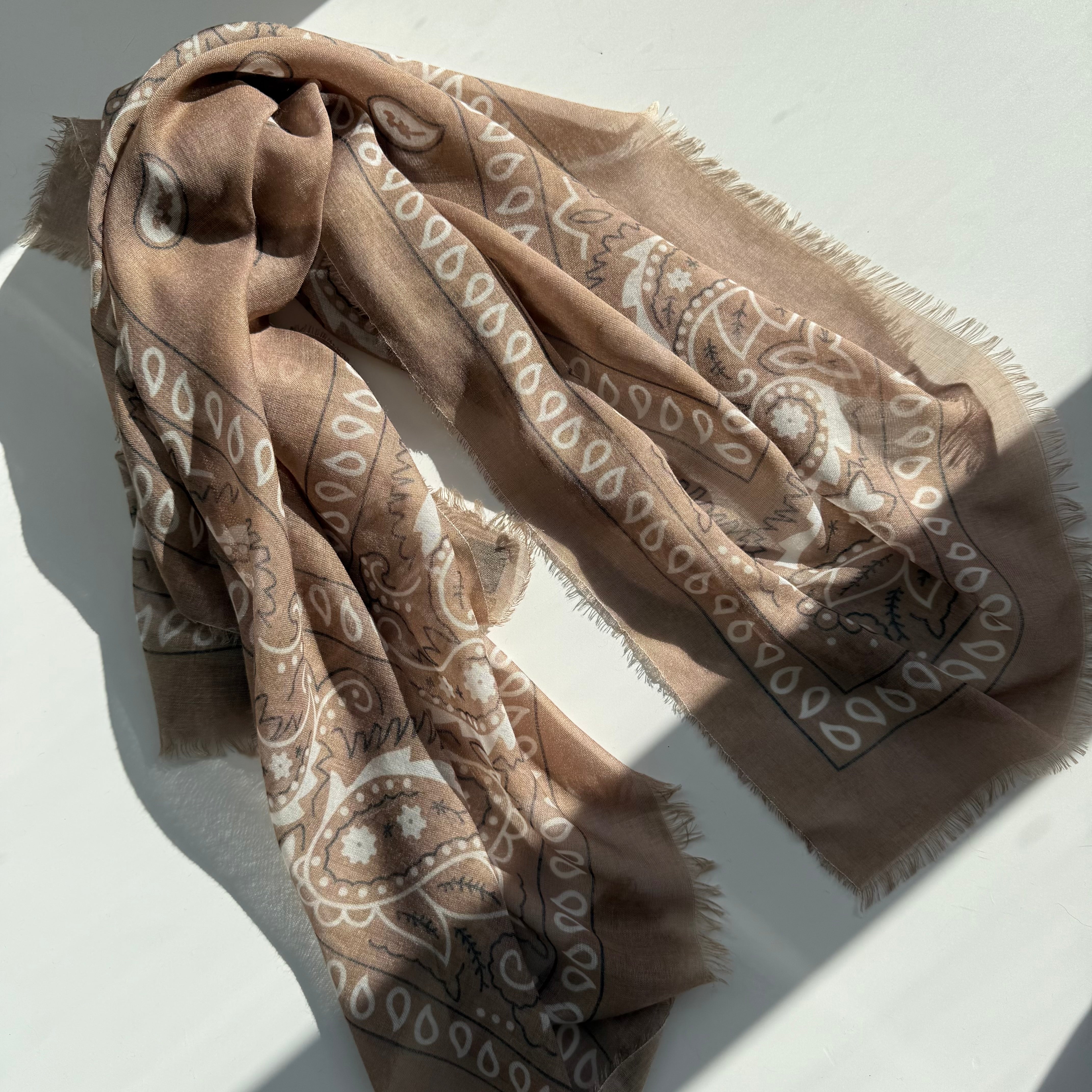 ‘TOFFEE’ TAN THE MULTIWAY SQUARE BANDANA SCARF