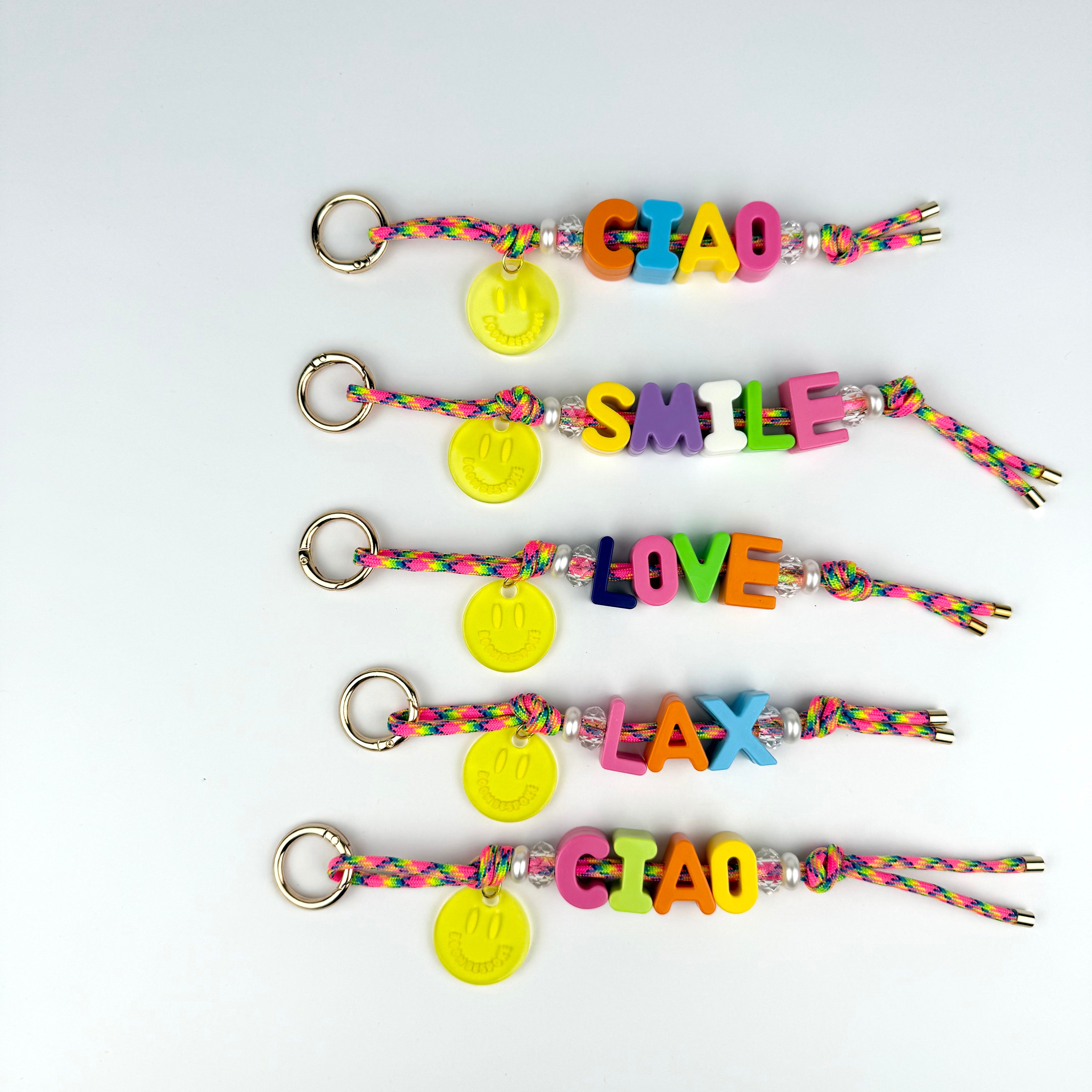 ´RAINBOW🌈 RUSH’ CHUNKY LETTER CORD BEADED BAG CHARM BY BOOM BESPOKE