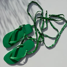 Load image into Gallery viewer, PRE-ORDER ‘PALM’ GREEN BANDANA HAVAIANAS TOP FLIP FLOPS BY BOOM BESPOKE
