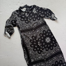 Load image into Gallery viewer, ‘INKED’ BLACK BANDANA SILK MAXI SHIRT DRESS
