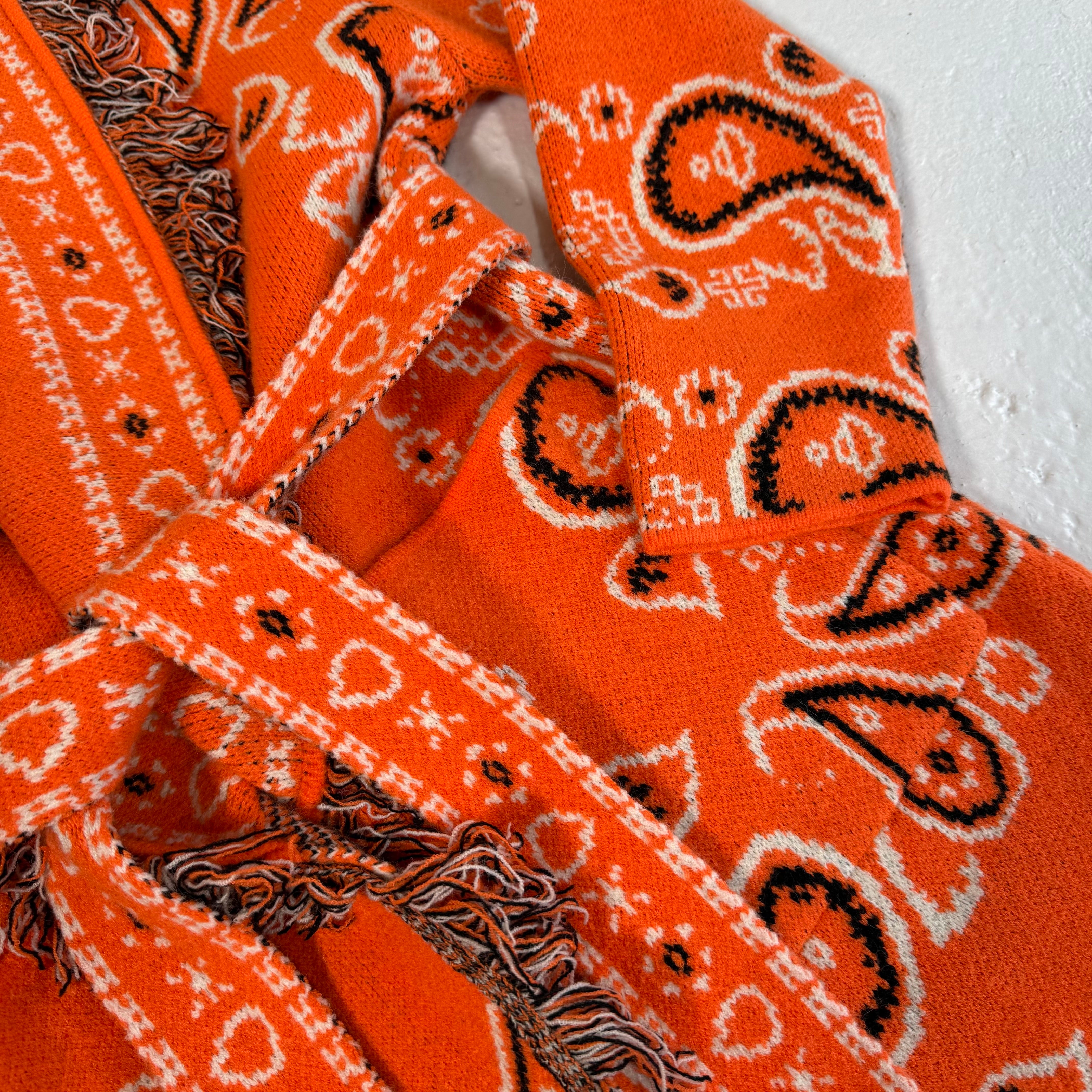 ‘APEROL’ BANDANA KNIT BELTED LONGLINE CARDIGAN