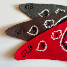 Load image into Gallery viewer, ‘ESPRESSO’ BANDANA KNIT TRIANGLE SCARF ADD YOUR INITIALS
