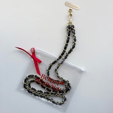 Load image into Gallery viewer, ‘MIDNIGHT’ NAVY BLUE LEATHER GOLD CHAIN CROSSBODY PHONE STRAP

