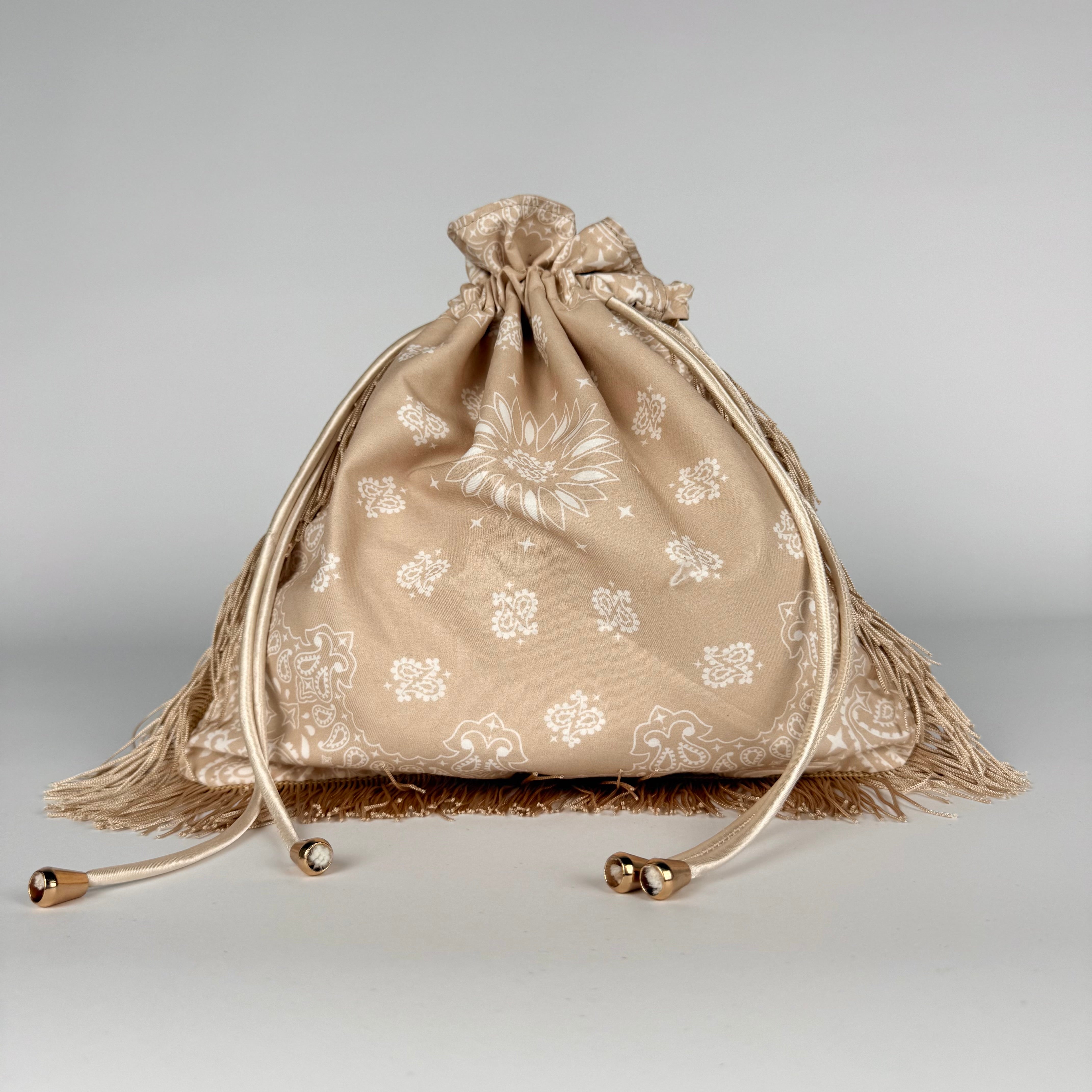 'CHAMPAGNE' LIGHT BEIGE BANDANA POUCH BAG