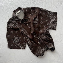 Load image into Gallery viewer, ‘COLA’ BROWN BANDANA SILK SHIRT CO-ORD
