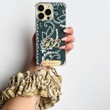 Load image into Gallery viewer, BEIGE RUFFLE BANDANA WRISTLET  PHONE STRAP
