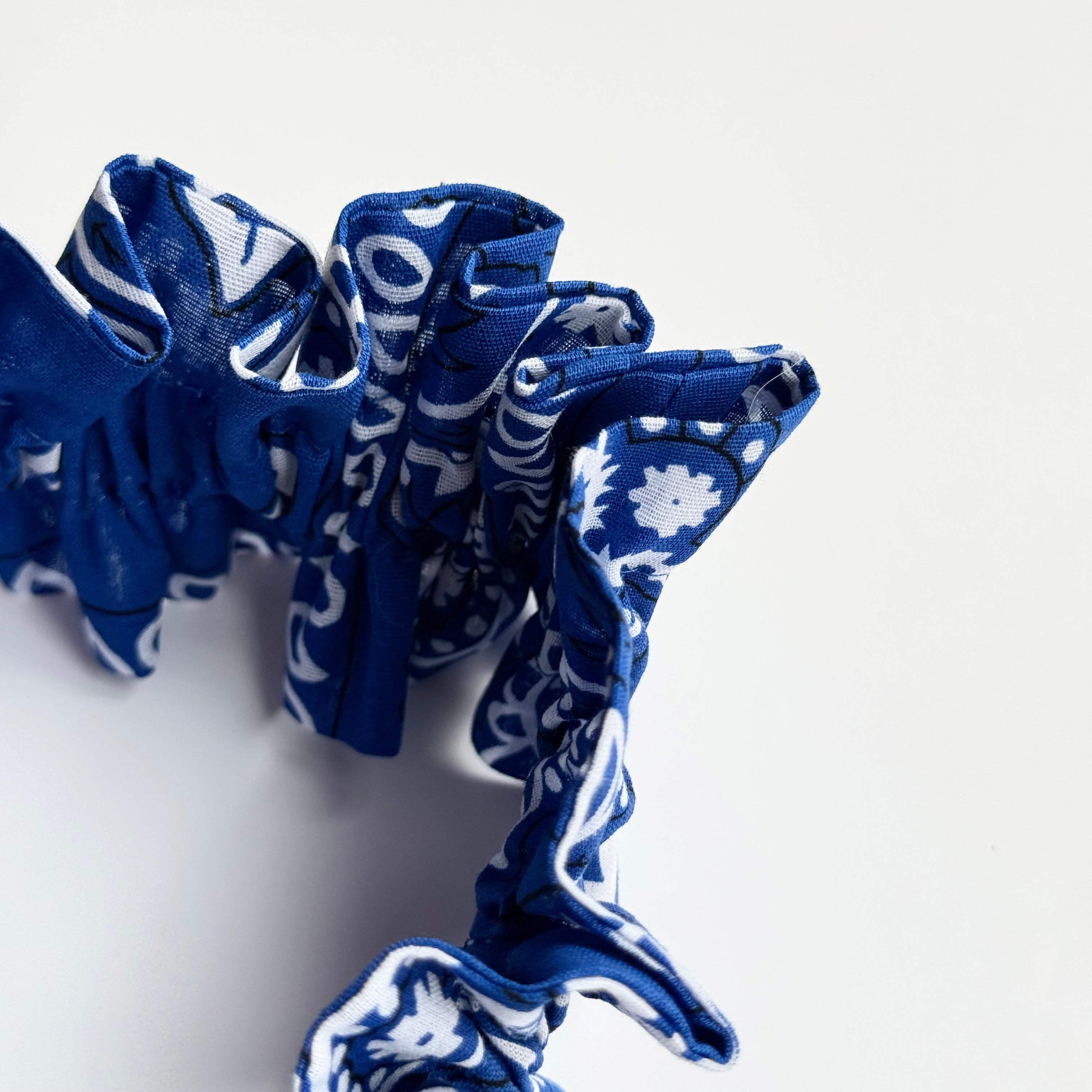 ELECTRIC BLUE RUFFLE BANDANA WRISTLET  PHONE STRAP