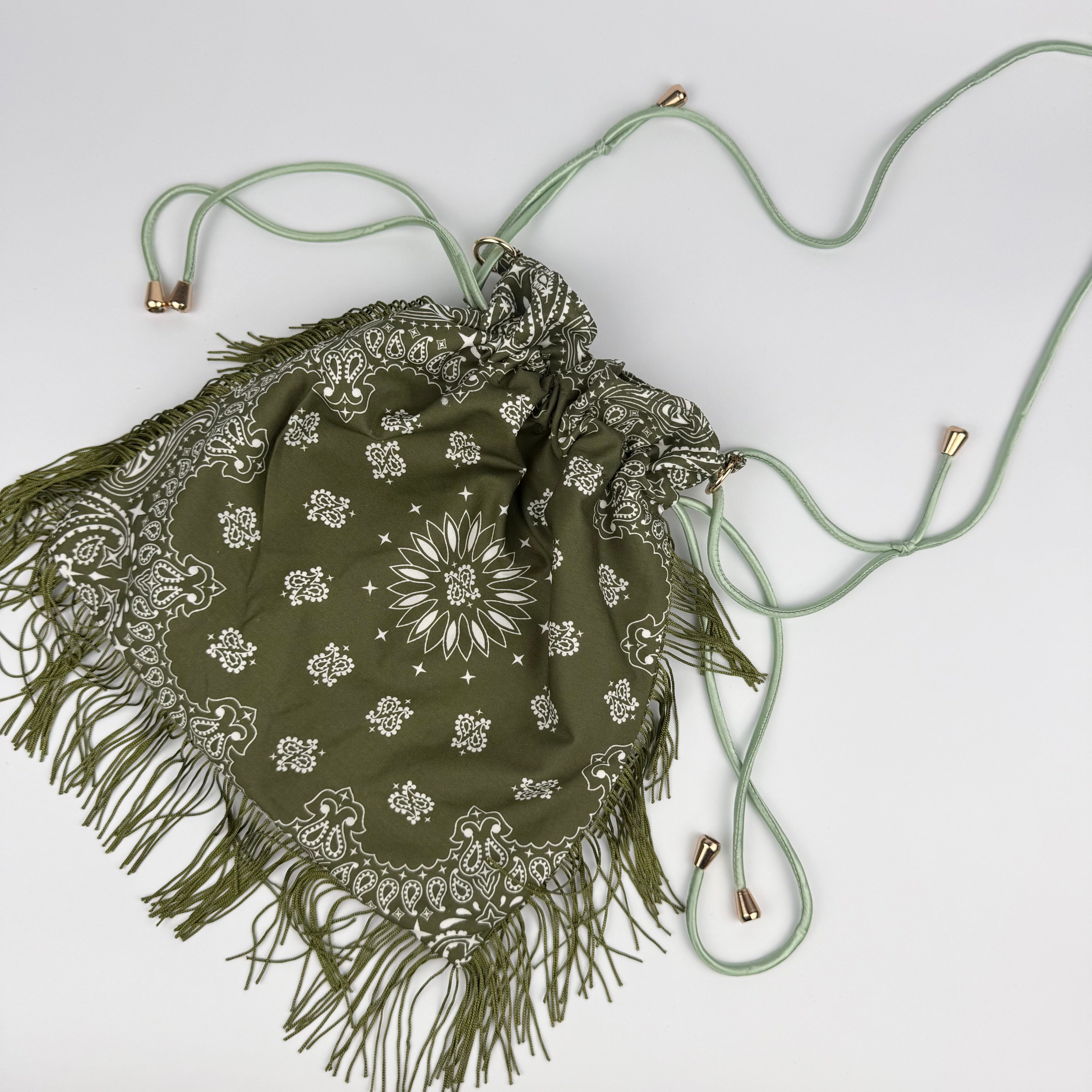 'MOSS' GREEN BANDANA POUCH BAG