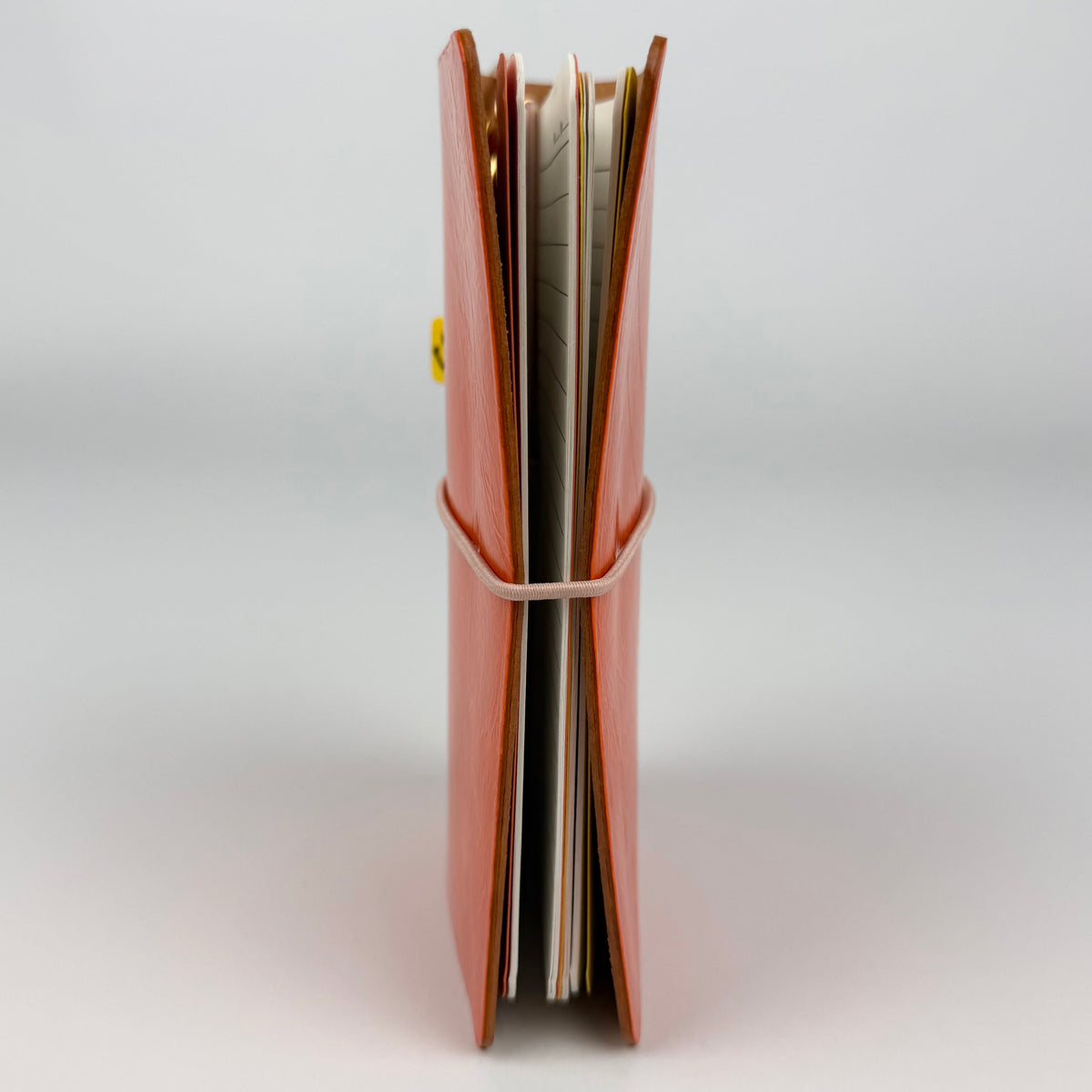 ORANGE LEATHER BOOM BINDER POCKET SIZE JOURNAL COVER