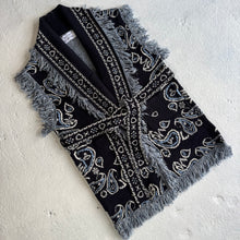 Load image into Gallery viewer, PREORDER ‘MIDNIGHT’ BANDANA KNIT BELTED LONGLINE SLEEVELESS CARDIGAN
