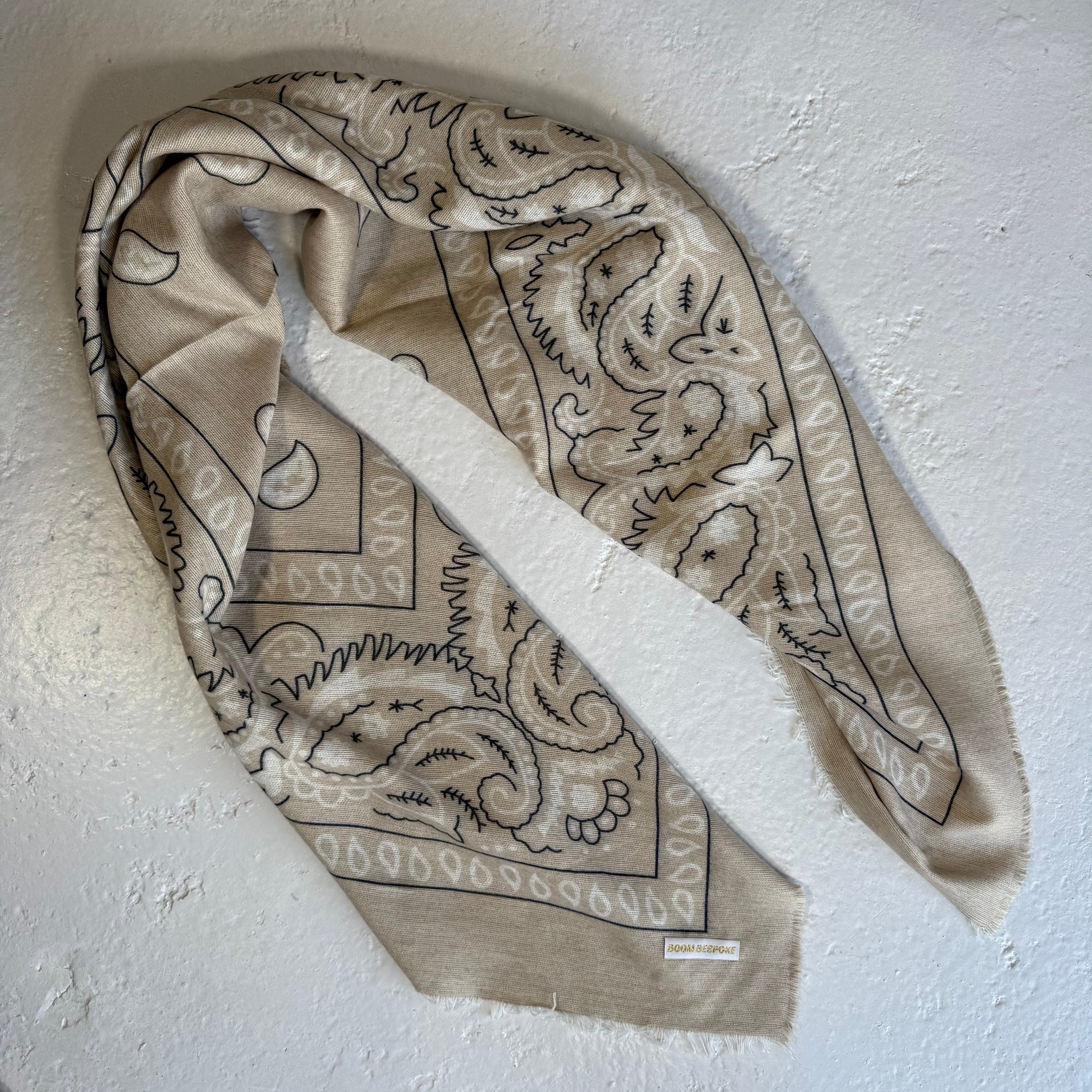 ‘OAT’ CREAM FINE KNIT BANDANA LARGE SCARF