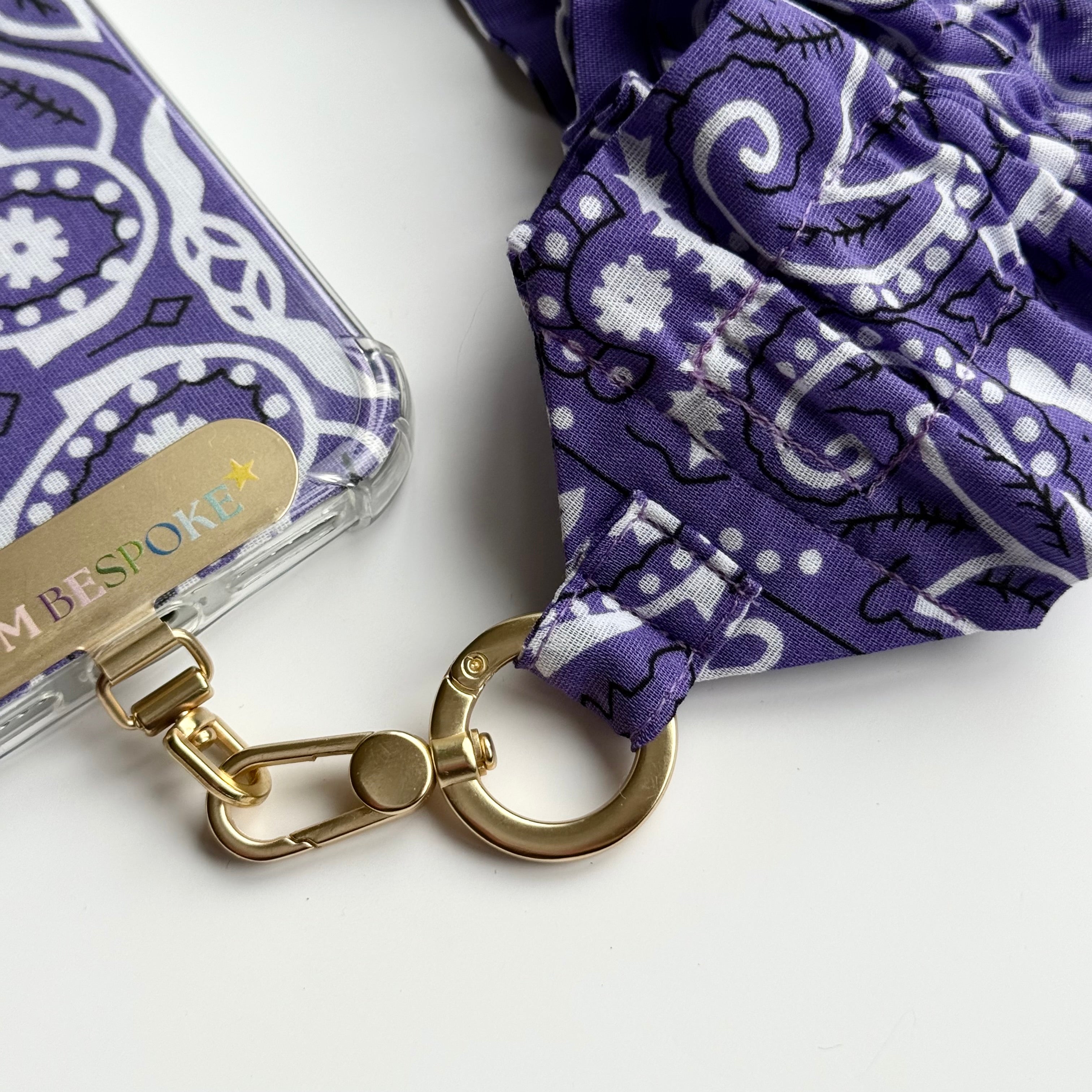 LILAC RUFFLE BANDANA WRISTLET  PHONE STRAP