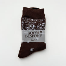 Load image into Gallery viewer, ‘ESPRESSO’ BROWN BANDANA SOCKS
