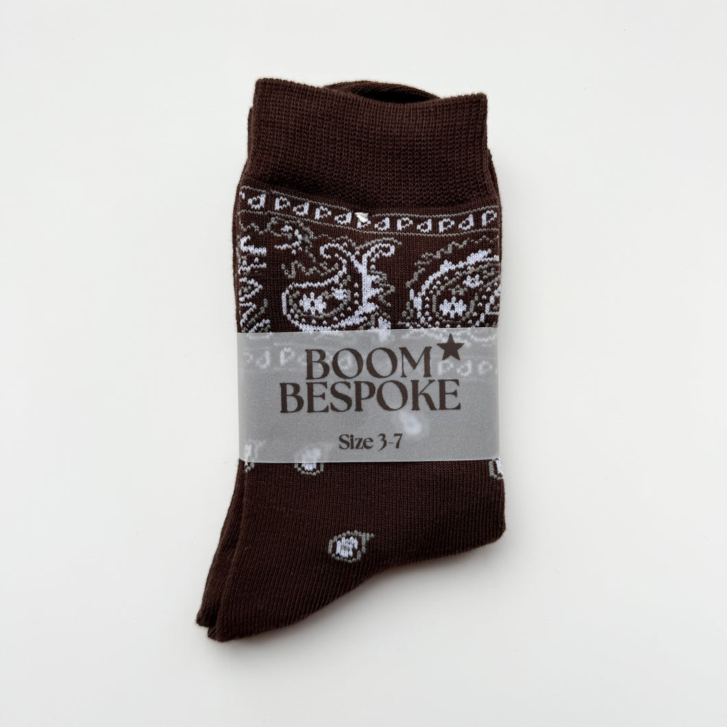 ‘ESPRESSO’ BROWN BANDANA SOCKS