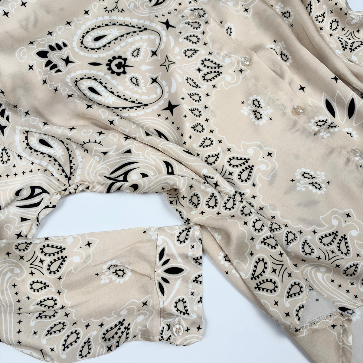 'VANILLA' GREIGE BANDANA SILKY SHIRT & TROUSER SET