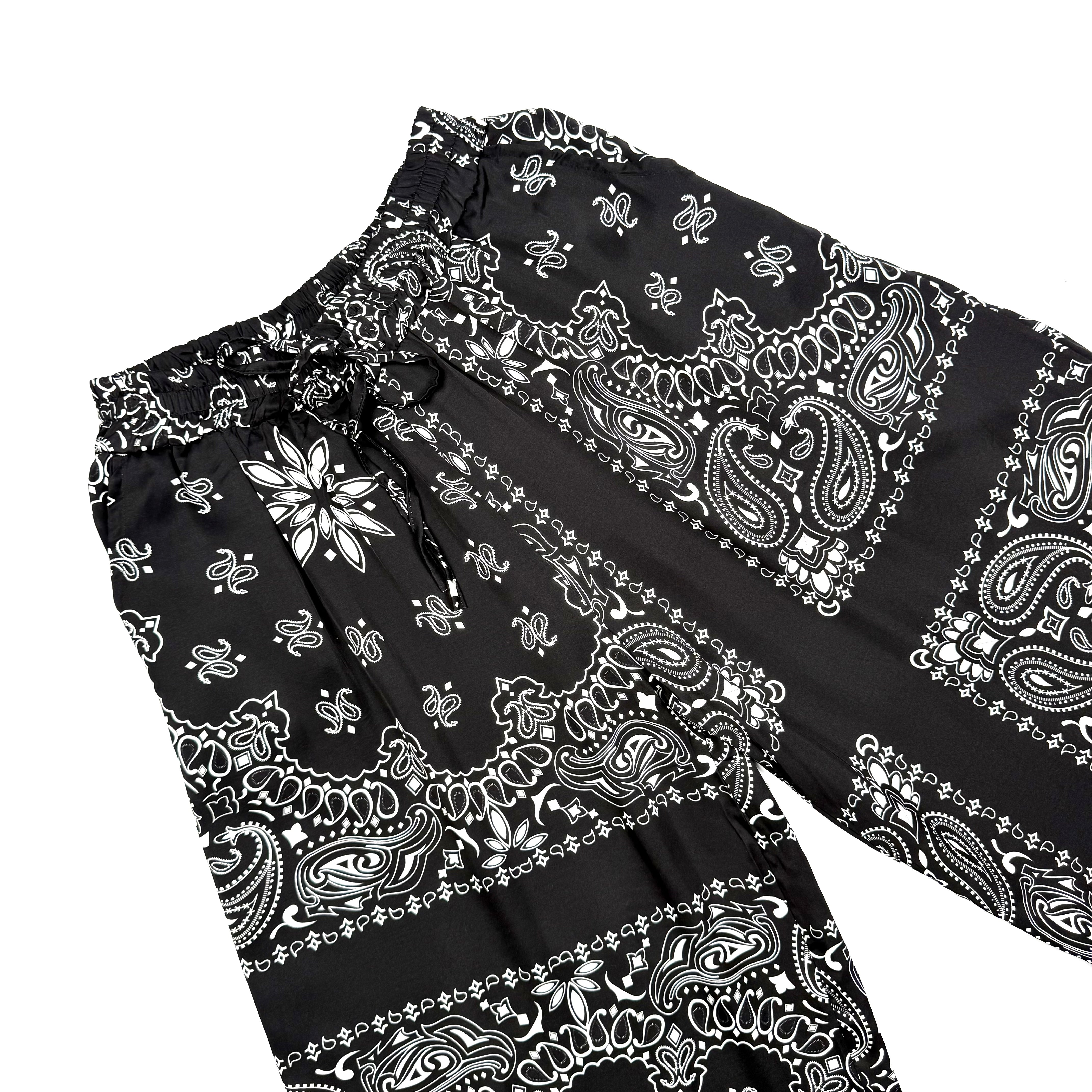 ‘INKED’ BLACK BANDANA SILK TROUSERS CO-ORD
