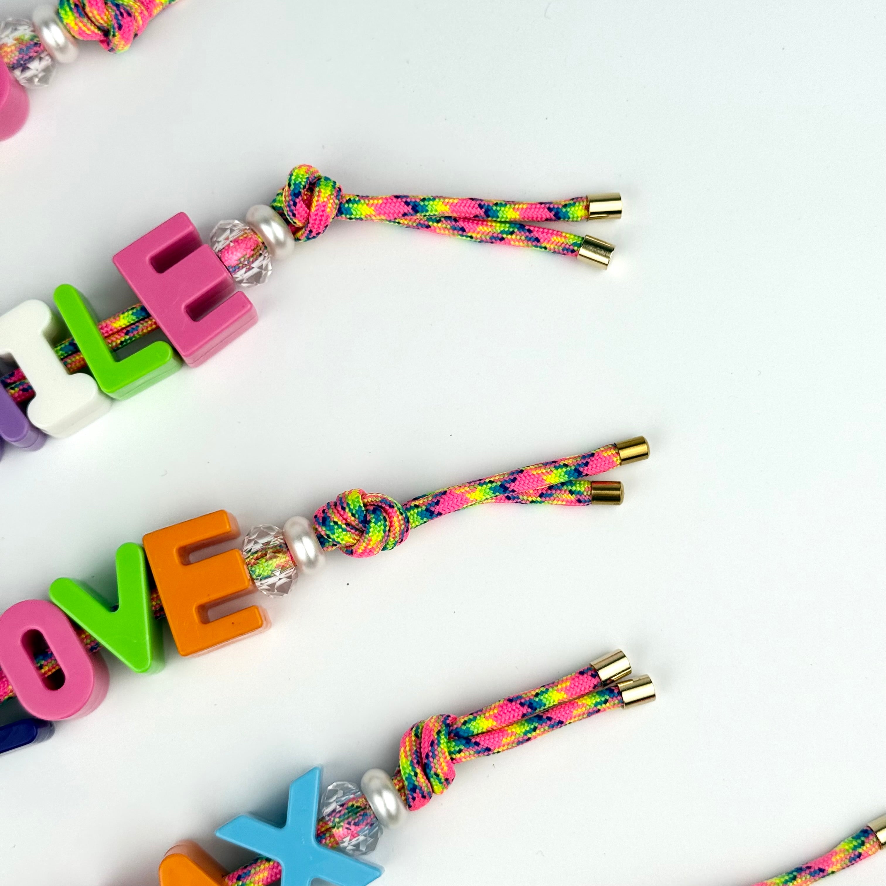 ´RAINBOW🌈 RUSH’ CHUNKY LETTER CORD BEADED BAG CHARM BY BOOM BESPOKE