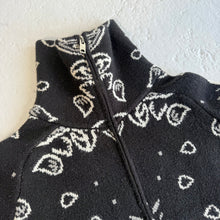 Load image into Gallery viewer, ‘INKED’ BANDANA KNIT ZIP UP HIGH NECK CARDIGAN
