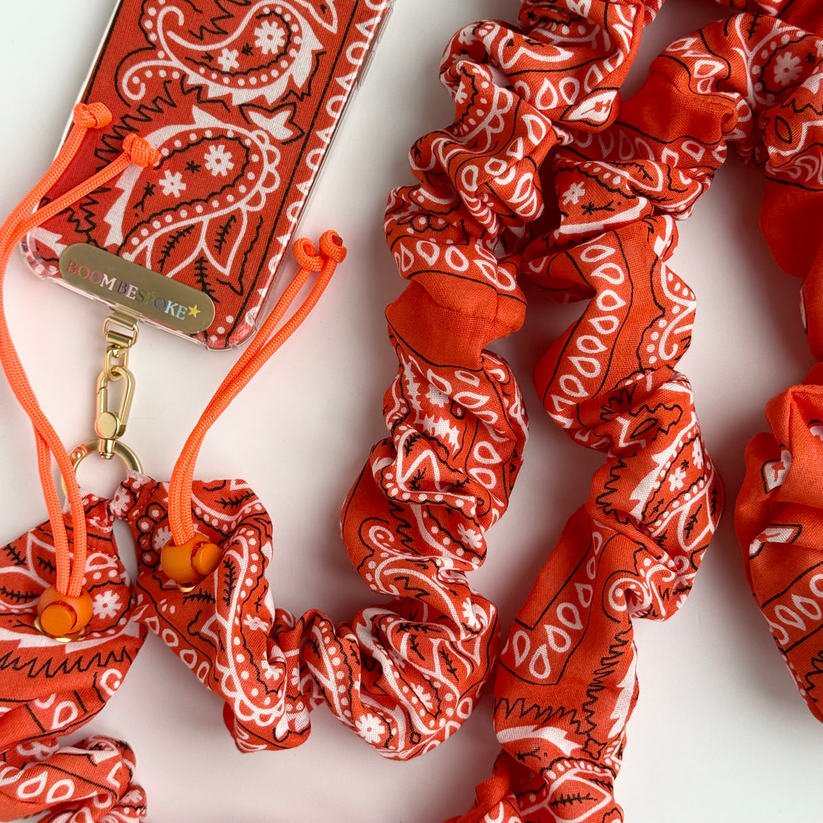 ORANGE BANDANA ADJUSTABLE CROSSBODY PHONE STRAP
