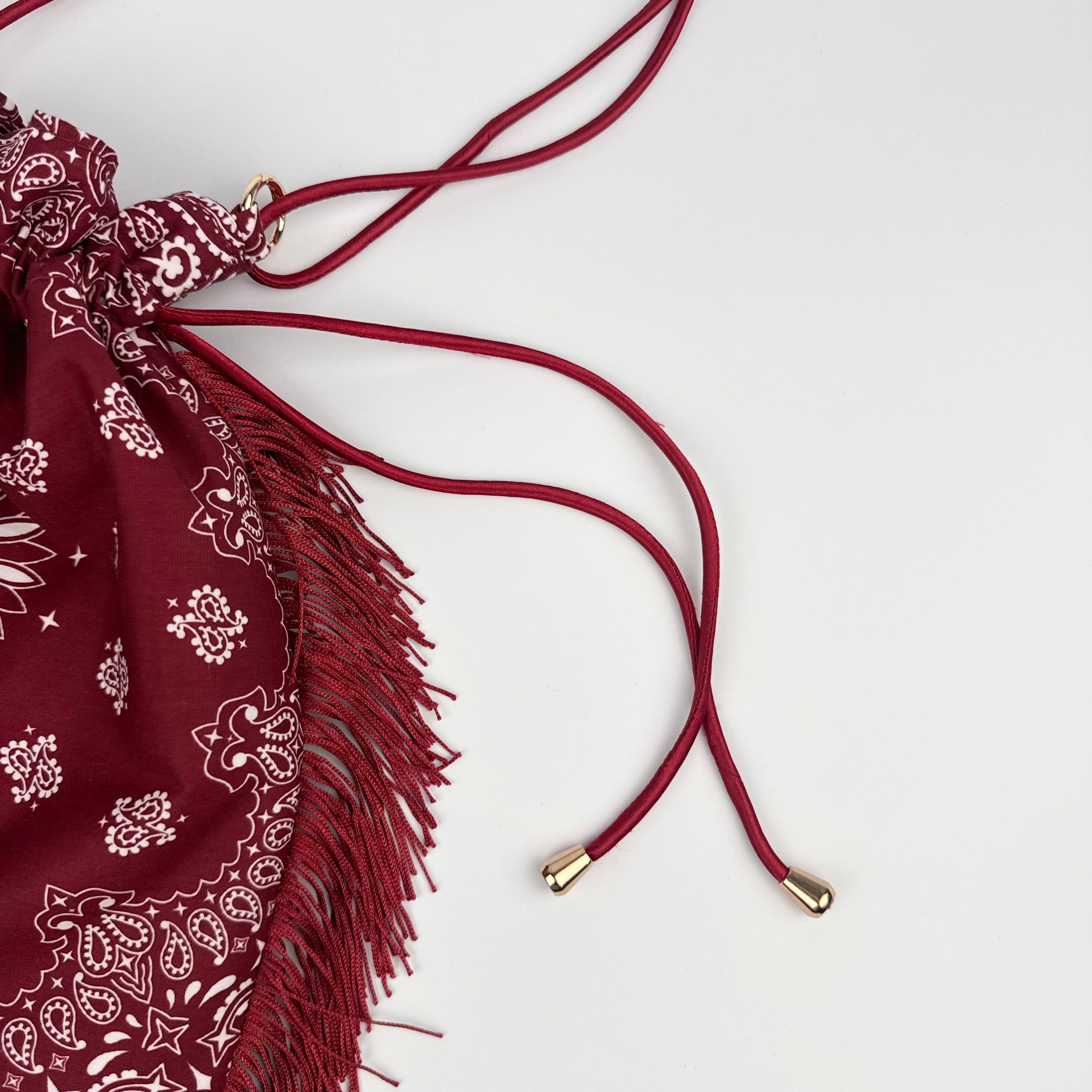 'SOUR CHERRY' BURGUNDY BANDANA POUCH BAG