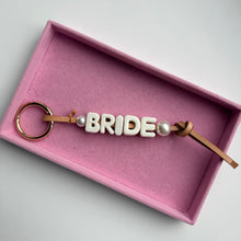 Load image into Gallery viewer, ‘BRIDE’ CHUNKY LEATHER BEADED BAG CHARM BY BOOM BESPOKE
