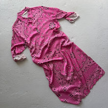 Load image into Gallery viewer, ‘FLAMINGO’ PINK BANDANA SILK MAXI SHIRT DRESS
