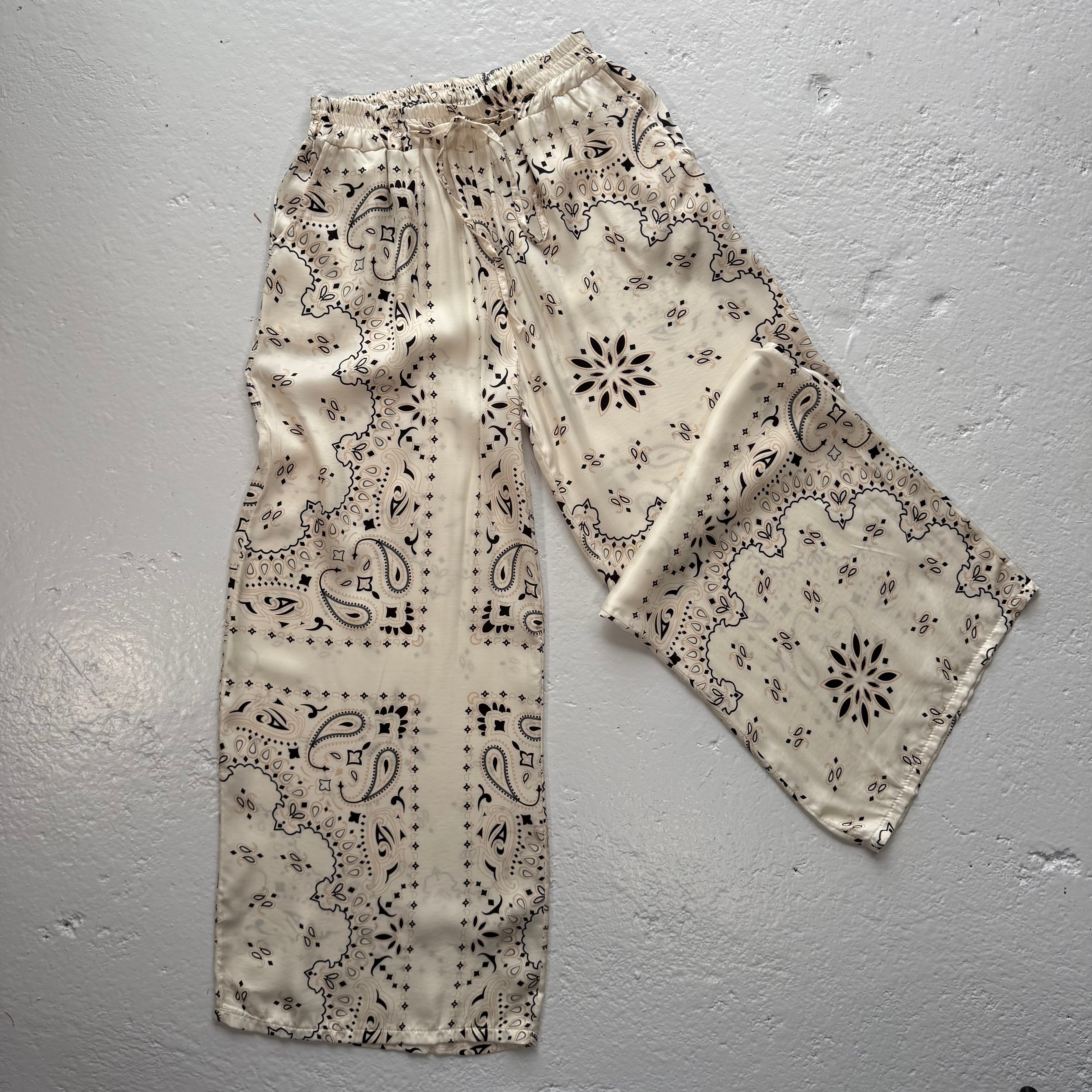 ‘COCONUT’ CREAM BANDANA SILK TROUSERS CO-ORD