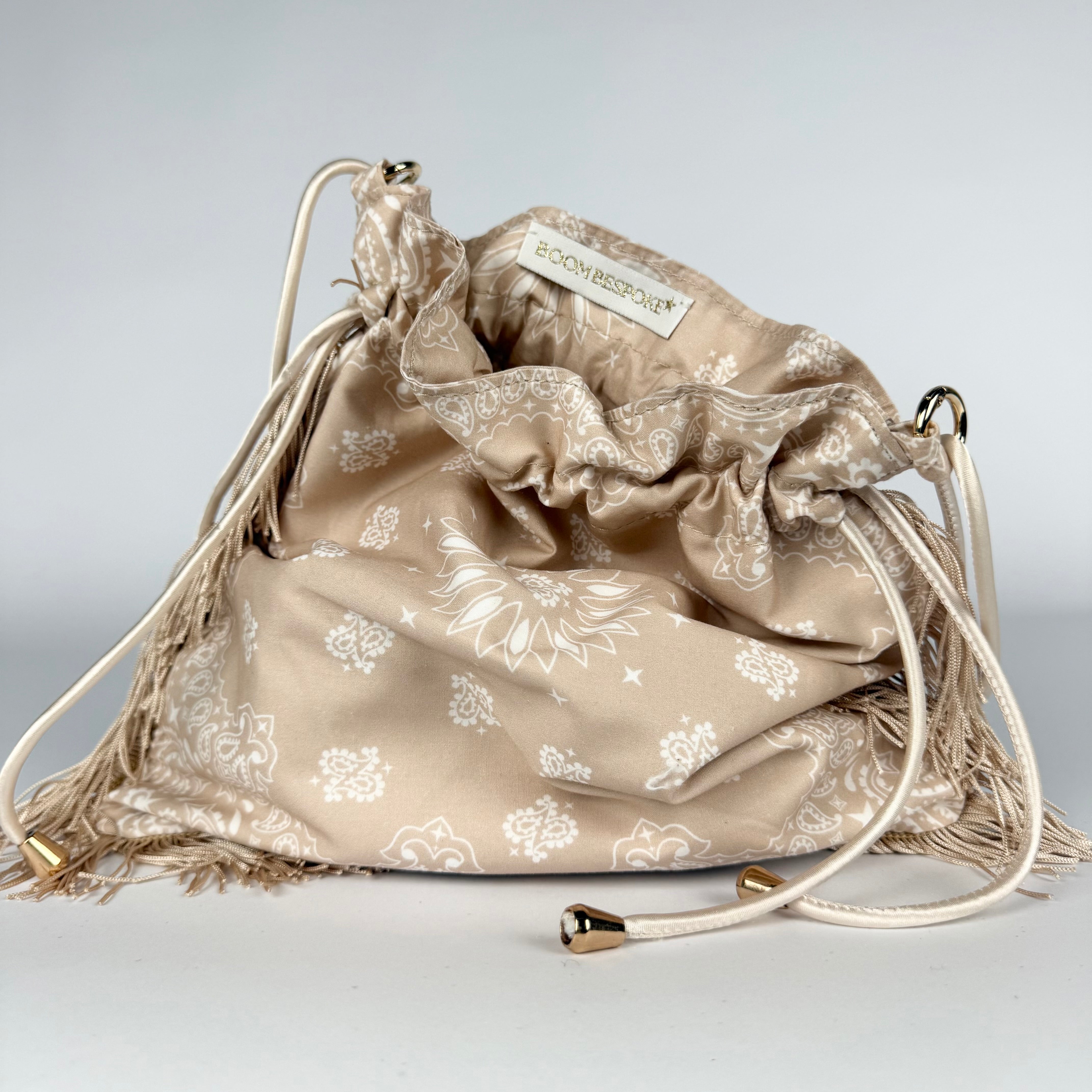 'CHAMPAGNE' LIGHT BEIGE BANDANA POUCH BAG