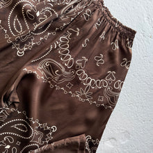 Load image into Gallery viewer, ‘ESPRESSO’ BROWN BANDANA SILK TROUSERS CO-ORD
