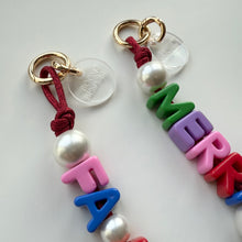 Load image into Gallery viewer, ‘FESTIVE’ CHUNKY LETTER &amp; GLITTER CORD BAG CHARM BY BOOM BESPOKE
