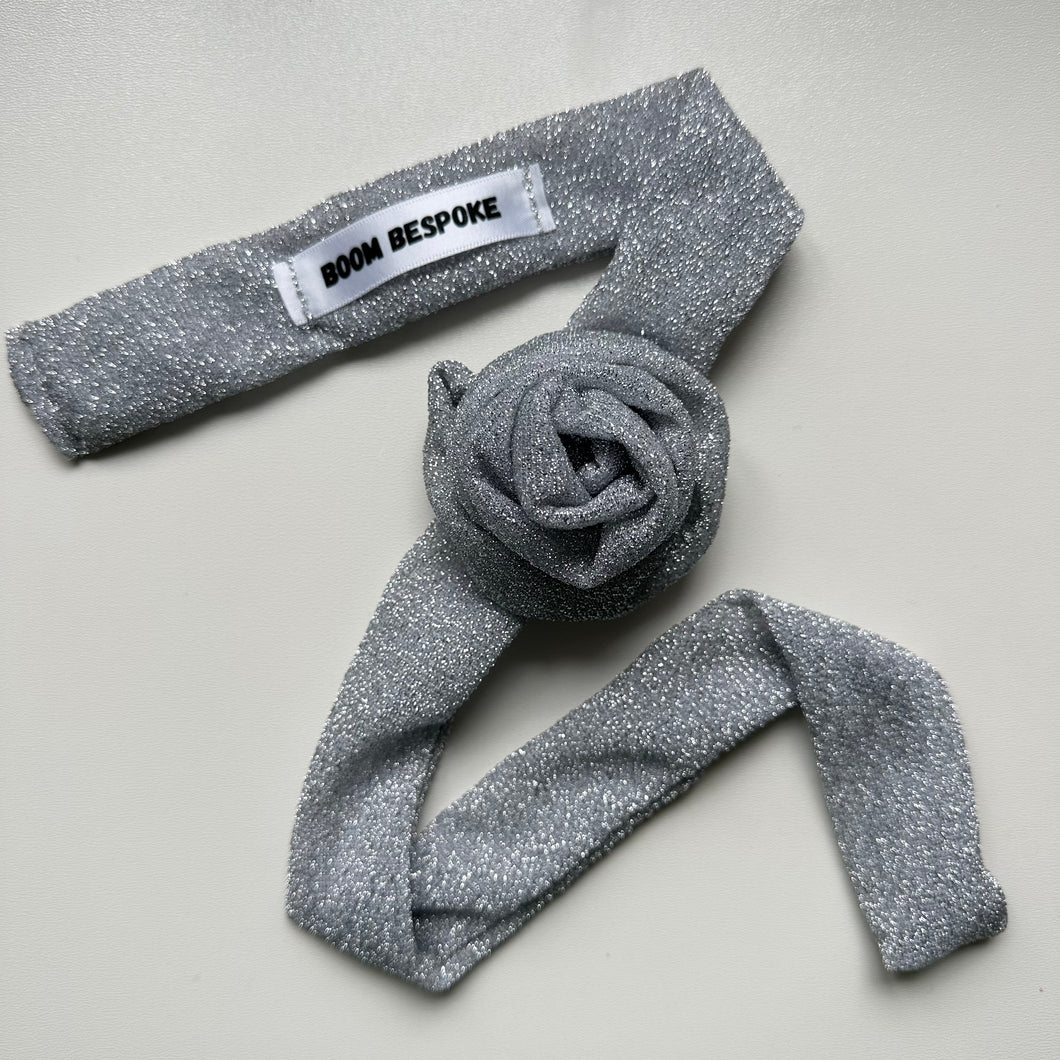SILVER GLITTER ROSE CHOKER BY BOOM BESPOKE