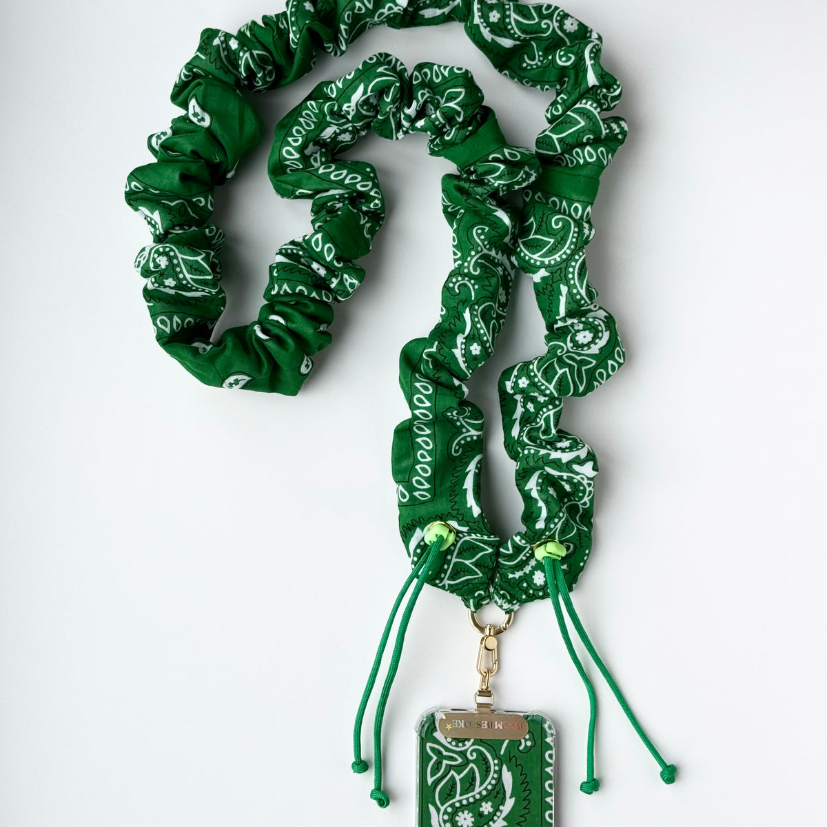 GREEN BANDANA ADJUSTABLE CROSSBODY PHONE STRAP