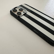 Load image into Gallery viewer, BLACK &amp; WHITE STRIPE IPHONE CASE
