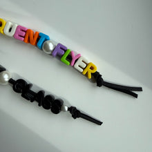 Load image into Gallery viewer, ‘TRAVEL’ CHUNKY LEATHER BEADED BAG CHARM BY BOOM BESPOKE
