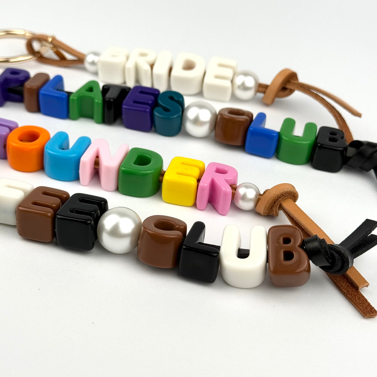 CHUNKY LEATHER BEADED BAG CHARM BY BOOM BESPOKE