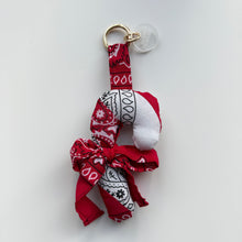 Load image into Gallery viewer, ‘BOW’ PUFFY CANDY CANE BOOM BANDANA BAG CHARM
