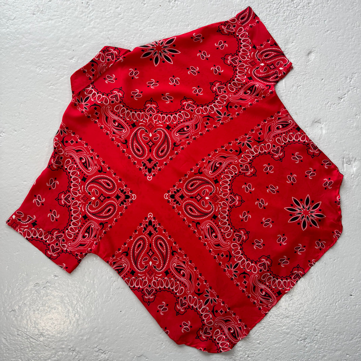 ‘CHERRY’ RED BANDANA SILK SHIRT CO-ORD