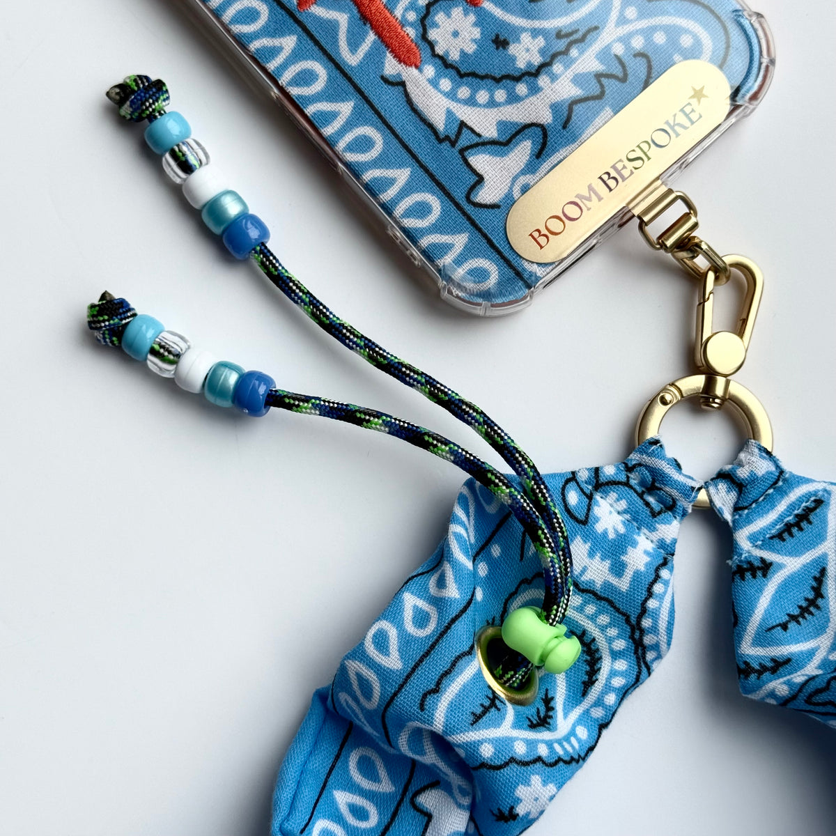 BLUE BANDANA ADJUSTABLE CROSSBODY PHONE STRAP