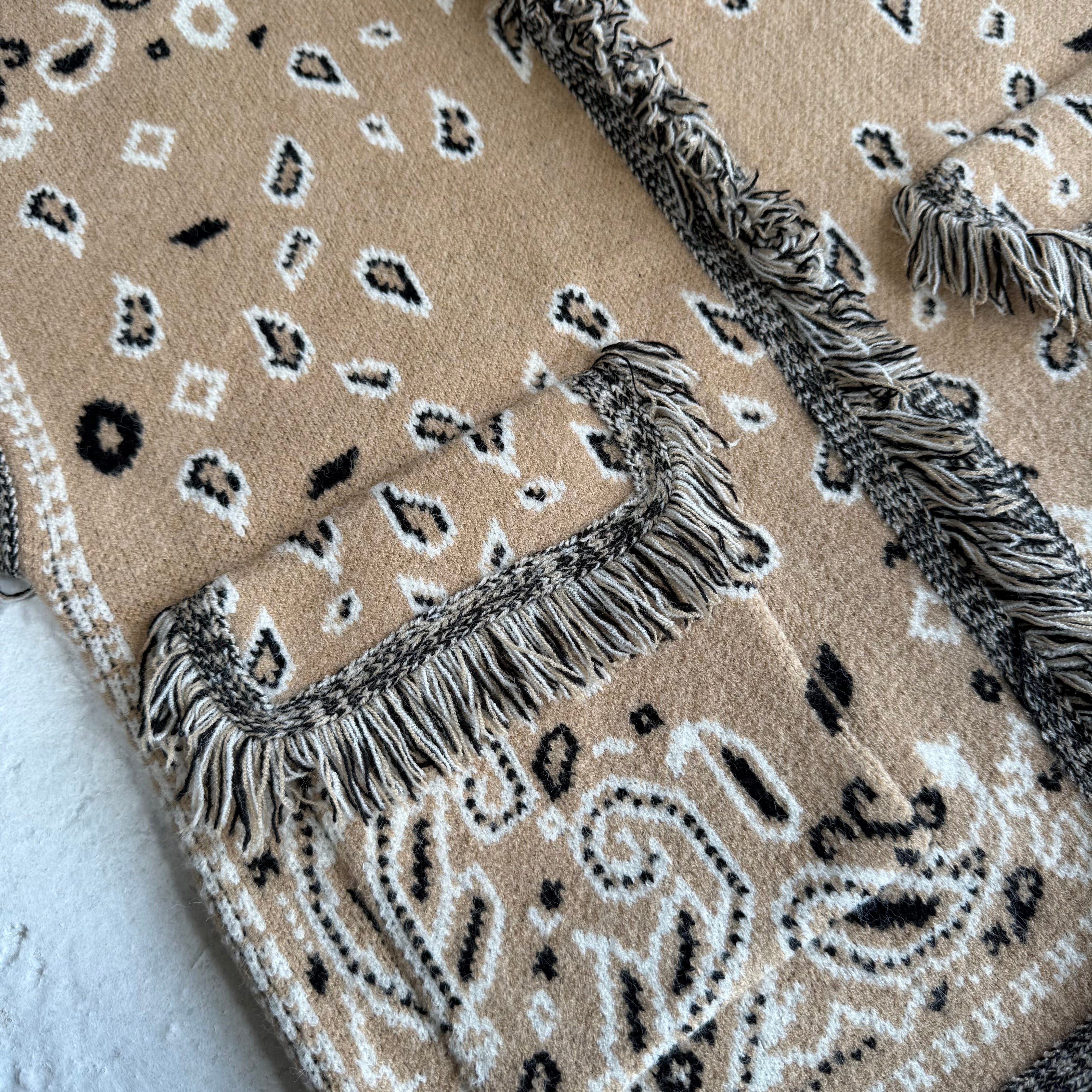 ‘LATTE’ FRINGED BANDANA KNIT WAISTCOAT