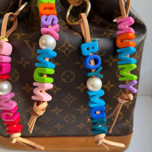 Load image into Gallery viewer, ‘MUM’ CHUNKY LEATHER BEADED BAG CHARM BY BOOM BESPOKE
