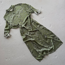 Load image into Gallery viewer, ‘ALOE’ GREEN BANDANA SILK MAXI SHIRT DRESS

