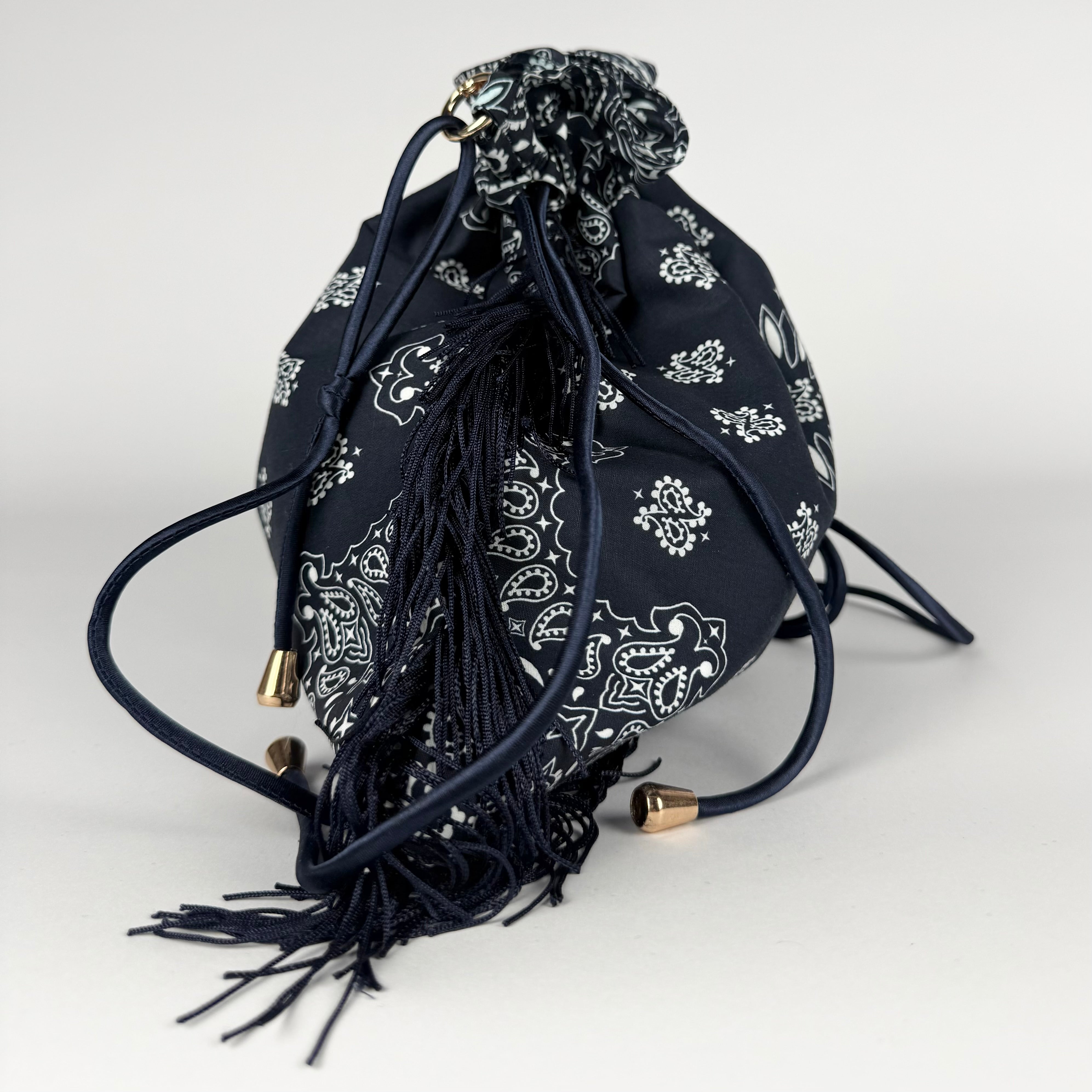 'MAJESTY' NAVY BLUE BANDANA POUCH BAG