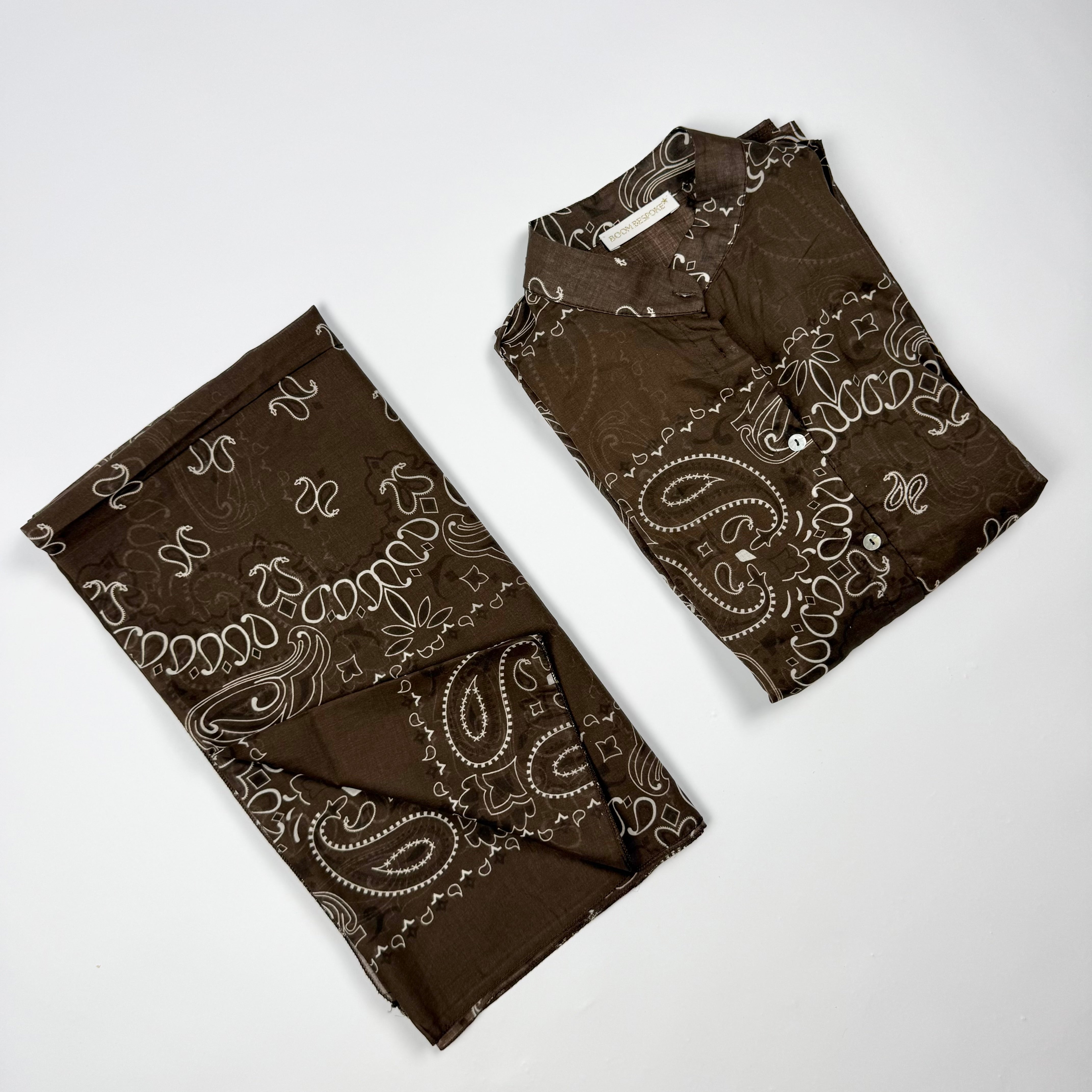 'ESPRESSO' BROWN BANDANA MULTIWAY COTTON SET