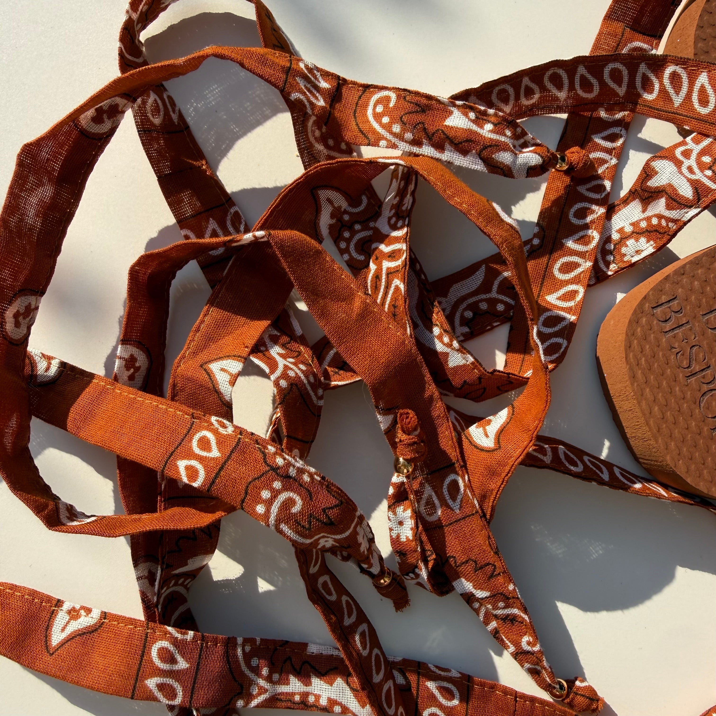 ‘TANNED’ GOLD STUDDED TAN BANDANA HAVAIANAS TOP FLIP FLOPS BY BOOM BESPOKE