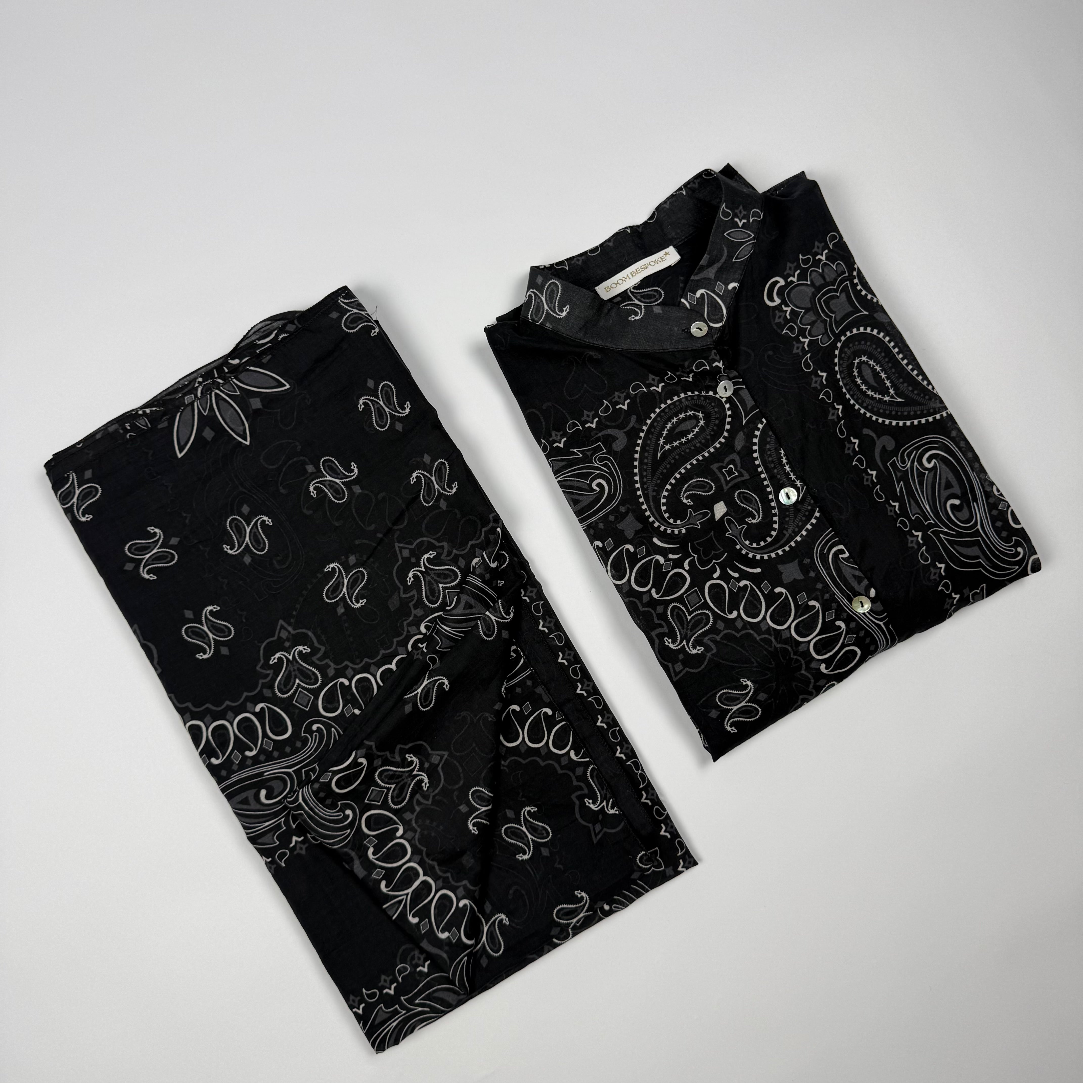 'CAFÈ NOIR' BLACK BANDANA MULTIWAY COTTON SET