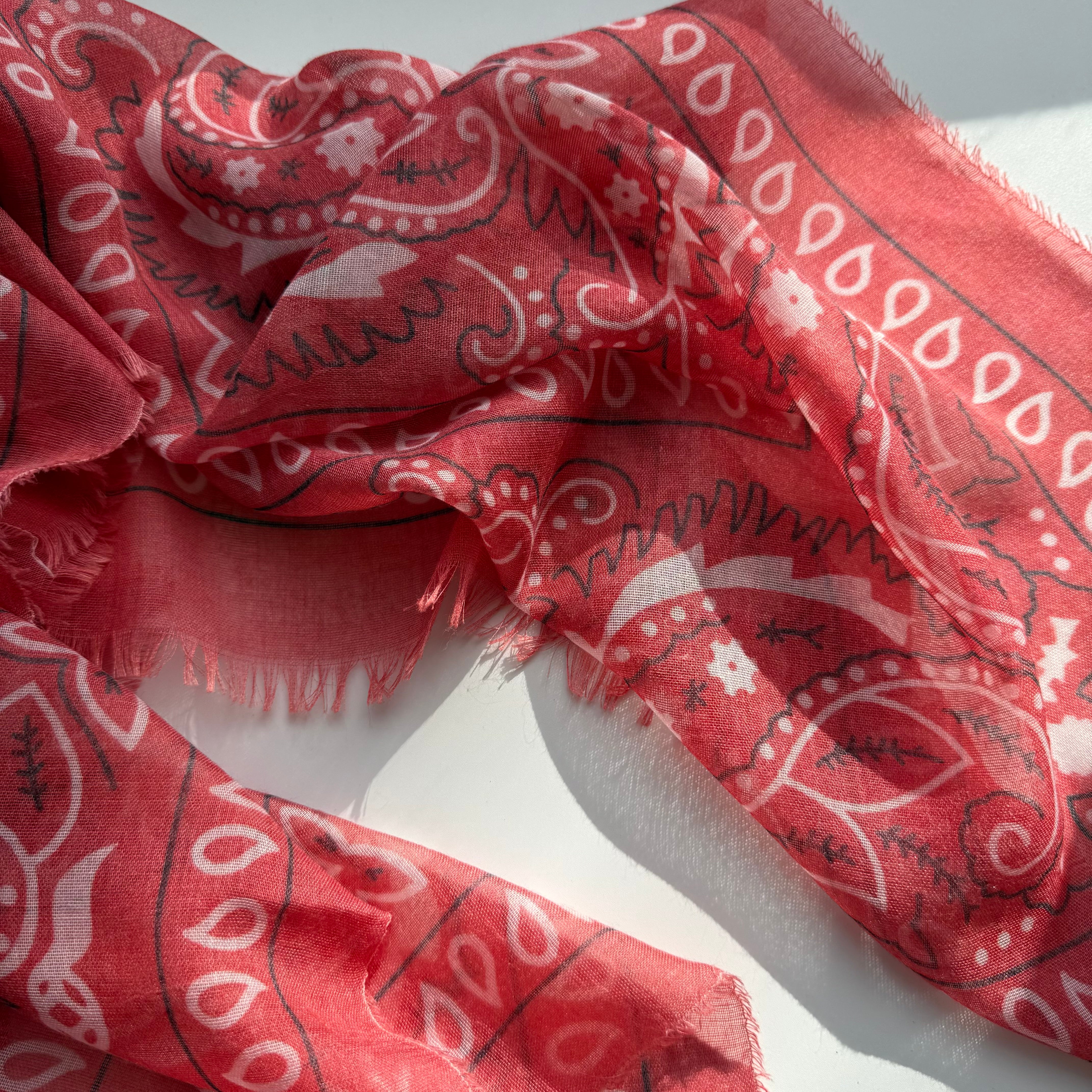 ‘WATERMELON’ RED THE MULTIWAY SQUARE BANDANA SCARF