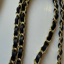 Load image into Gallery viewer, ‘COAL’ BLACK LEATHER GOLD CHAIN CROSSBODY PHONE STRAP
