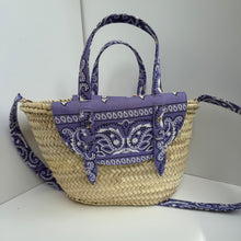 Load image into Gallery viewer, EIGHT ‘SORBET’ LILAC BANDANA BASKET BAG BY BOOM BESPOKE
