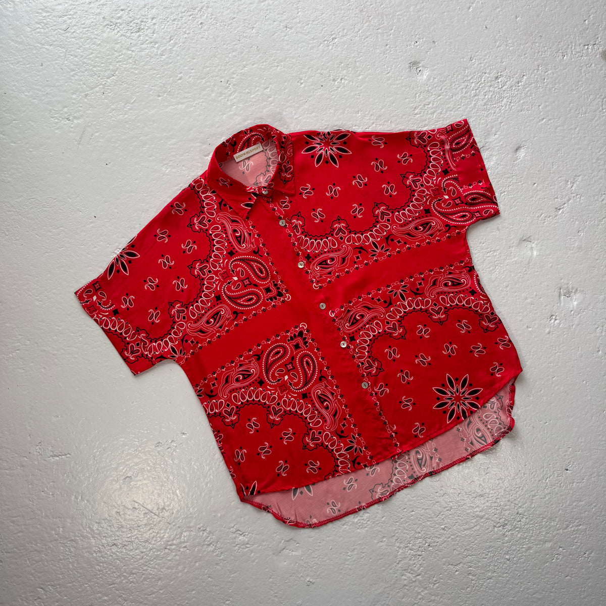 ‘CHERRY’ RED BANDANA SILK SHIRT CO-ORD